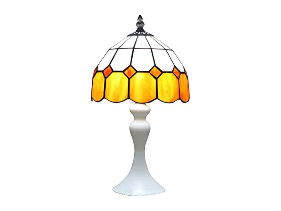 Tiffany Style Stained Glass Table Lamp For Bedroom Living Room Orange