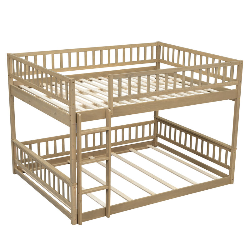 Whisen Queen over Queen Bunk Bed with Ladder and Guardrails