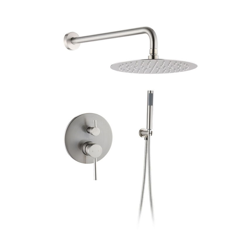 Round Wall Mounted Shower Combo with Rain Head & Handheld