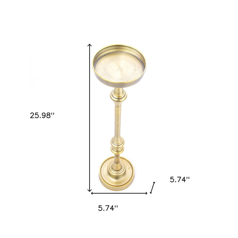 Hivvago 26 Inch  Brushed Gold Drink Size Round End Table