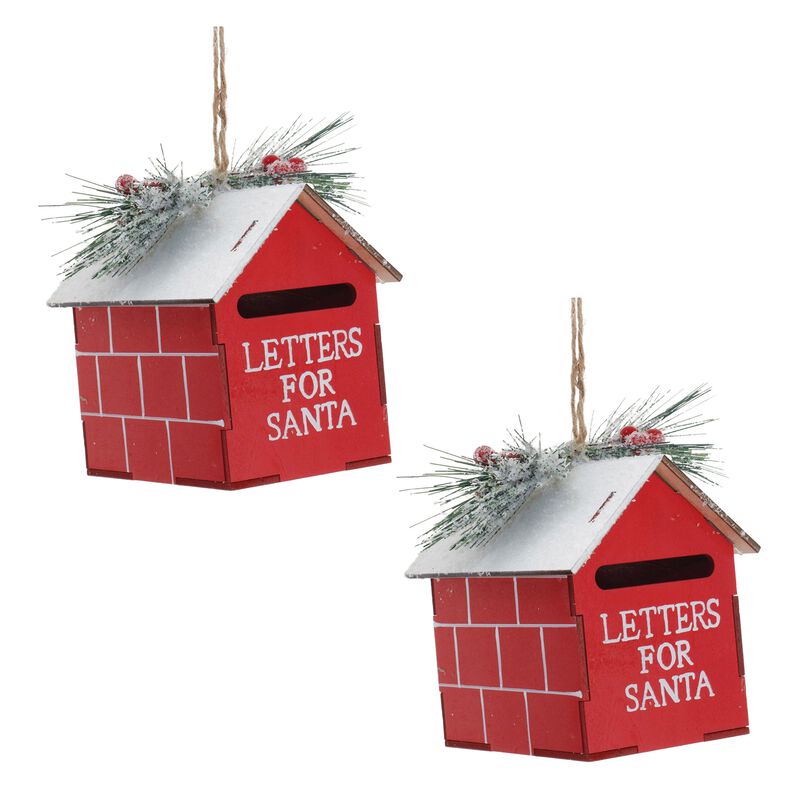 2-Pack Frosted Mailbox Ornaments &ndash; Metal Hanging Christmas Decorations for Tree, Wreath, or Holiday Centerpieces