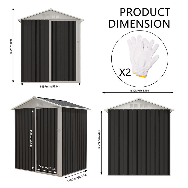 WOW PIONEER Durable Outdoor Metal Storage Shed Spacious Utility Unit for Backyard Patio Lawn Bikes Tools and Equipment All Weather Resistant Storage Solution image number 2