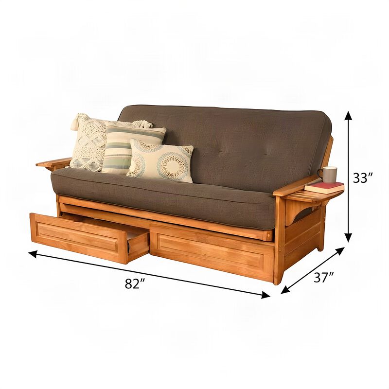 Phoenix Frame in Butternut Finish includes Marmont Thunder Mattress and Storage Drawers image number 7