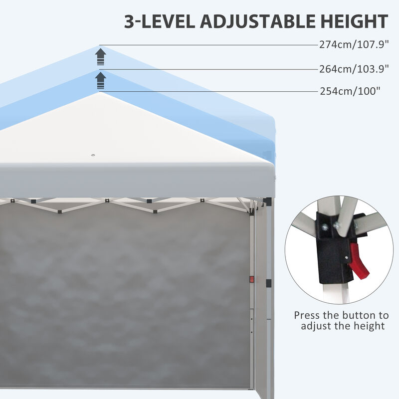 Outsunny 10' x 10' Pop Up Canopy Tent with 3 Sidewalls, Leg Weight Bags and Carry Bag, Height Adjustable, Instant Party Tent Event Shelter Gazebo for Garden, Patio, Cream