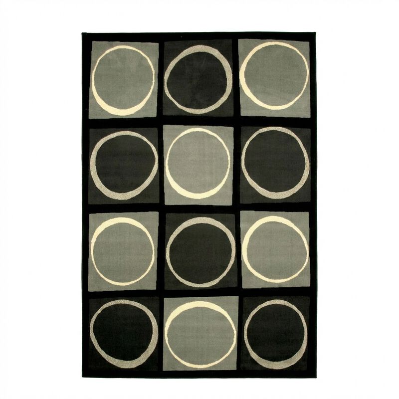 Abacasa Terra Checkers Black/Grey/Ivory Area Rug image number 0