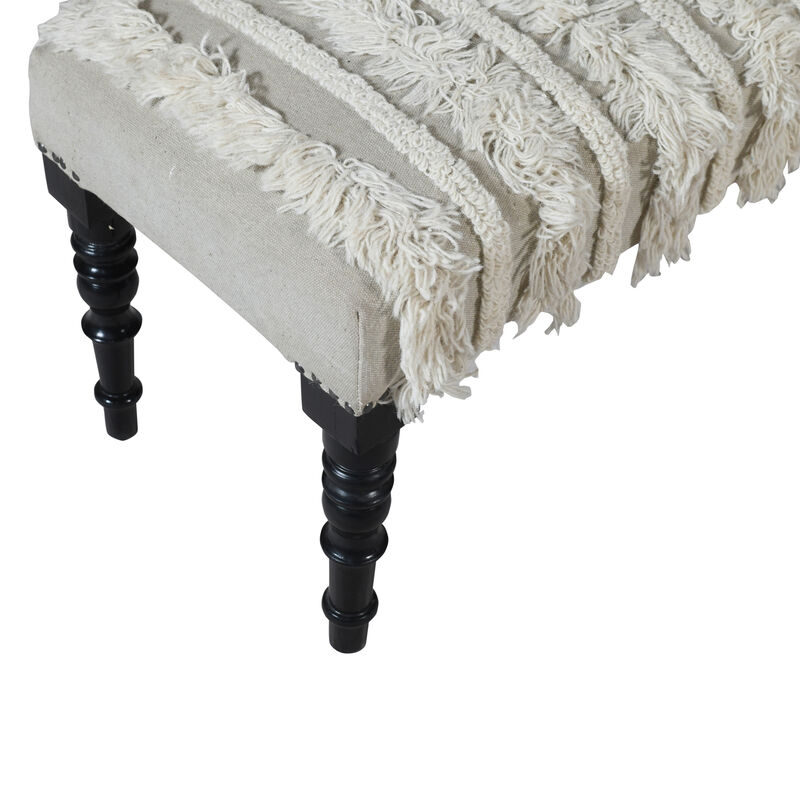 Atlas Shag Striped Wool Upholstered Accent Bench image number 3