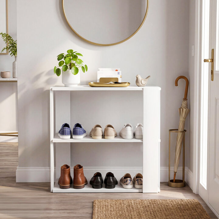Modern 3-Tier Shoe Organizer Rack with Stackable Design