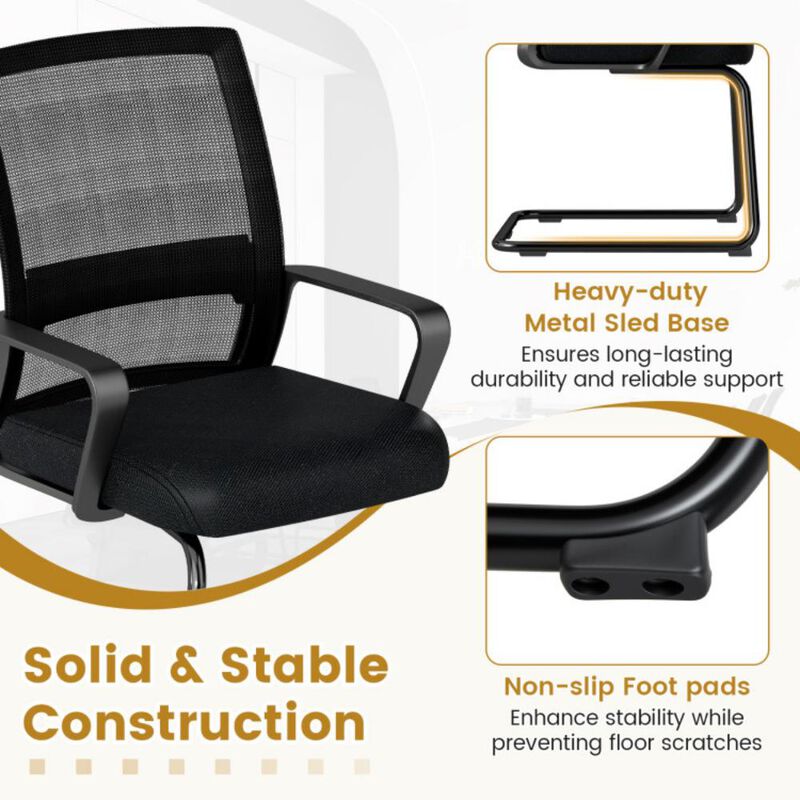 2 Piece Office Guest Chair with Lumbar Support for Waiting Room image number 7