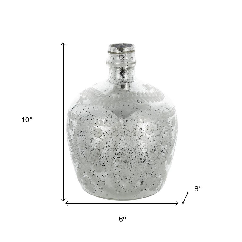 HomeRoots 10" Silver Speckle Glass Table Vase image number 5