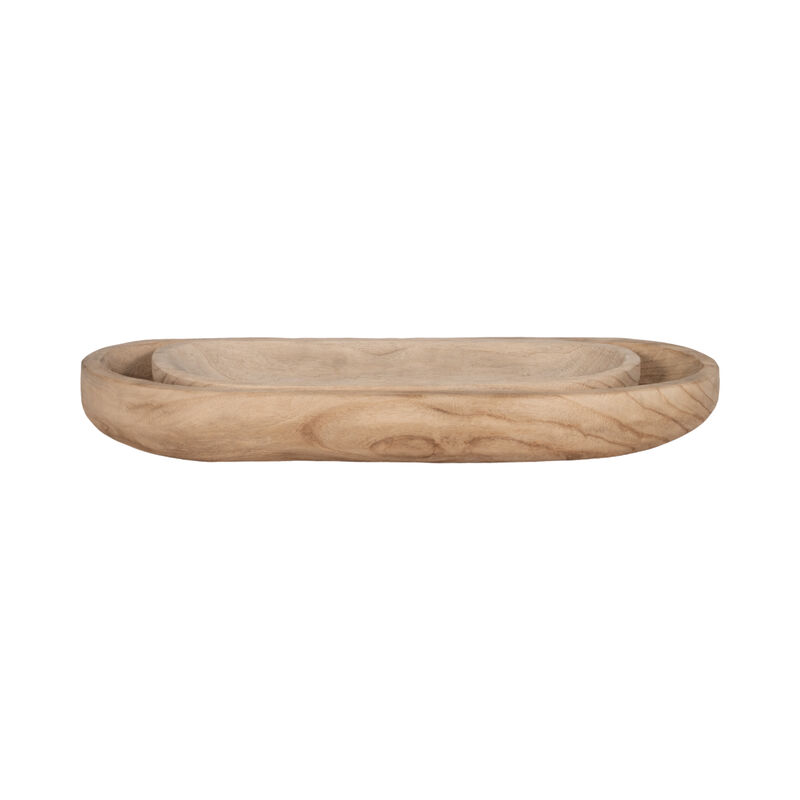 S/2 18/24" Wood Decor Plates, Natural image number 2