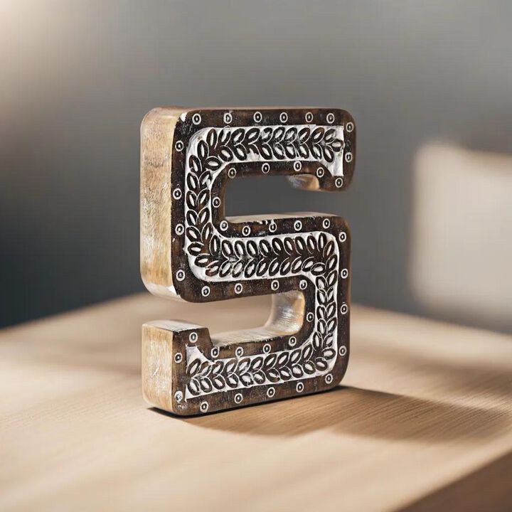 Vintage Natural Handmade Eco-Friendly "S" Alphabet Letter Block For Wall Mount & Table Top Décor