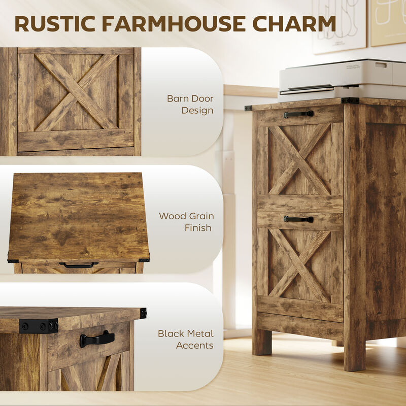 Hivvago Rustic 2-Drawer Vertical Filing Cabinet for Home or Office image number 3