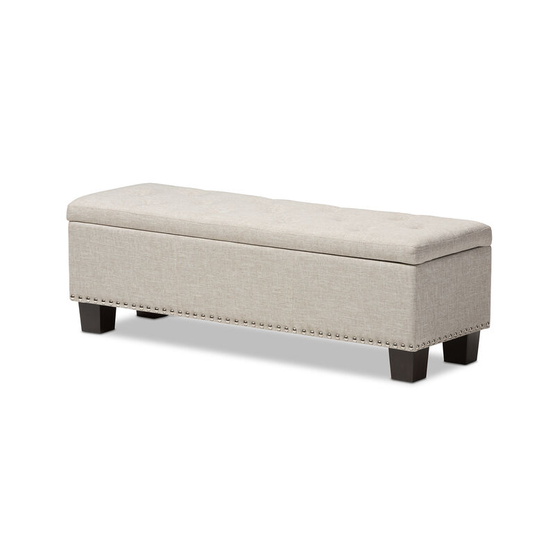 Baxton Studio Hannah Modern Grayish Beige Fabric Upholstered Storage Ottoman Bench