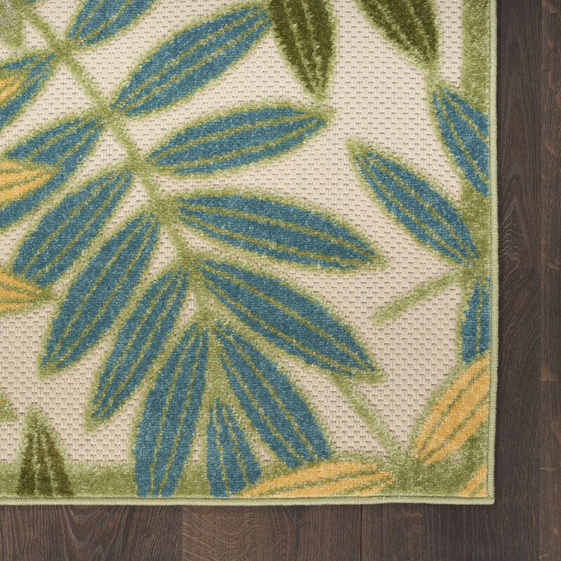 HomeRoots 6' Green Yellow And Blue Palm Leaf Indoor Outdoor Runner Rug image number 2