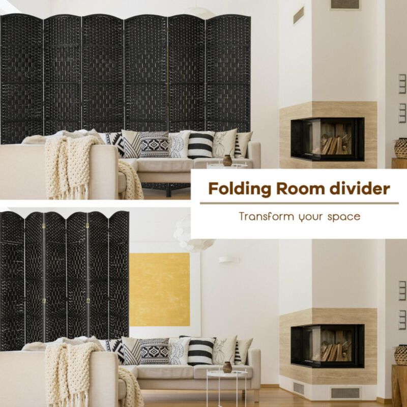 Hivvago 6.5Ft 6-Panel Weave Folding Fiber Room Divider Screen