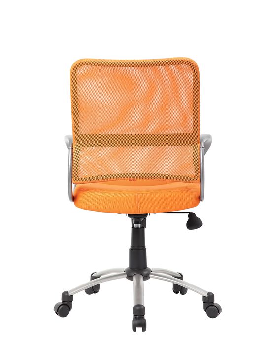 Boss Office ProductsBoss Office Products Mesh Back Task Chair with Pewter Finish in Orange