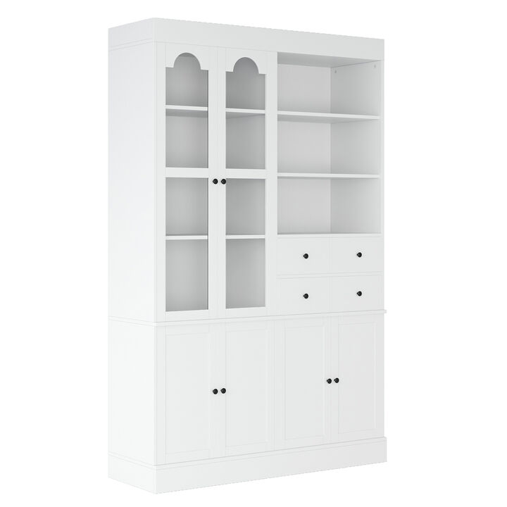 Merax Freestanding Buffet with Hutch Tall Kitchen Pantry Cabinet with 4 Drawers