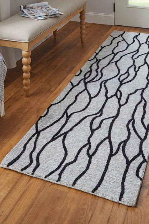 Enzo 8734F Black/Taupe 2'6" x 8' Runner Rug