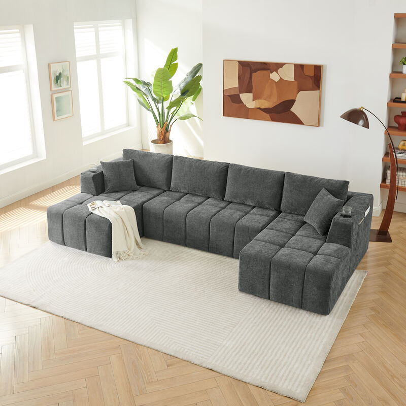 Feslud U-Shaped Chenille Sectional Sofa image number 2