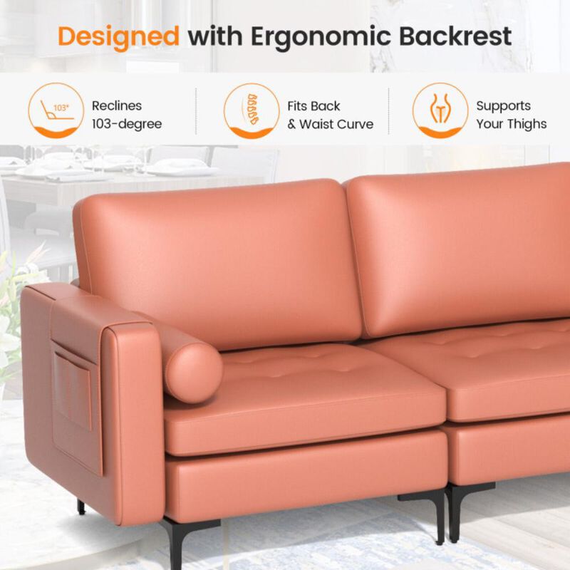 Hivvago 3-Seat Sofa Sectional with Side Storage Pocket and Metal Leg image number 5
