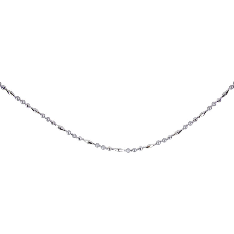 9' Silver Shiny and Matte Beaded Christmas Garland image number 3