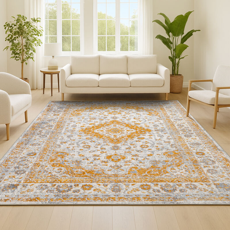 Indhira Ornate Medallion Persian Area Rug