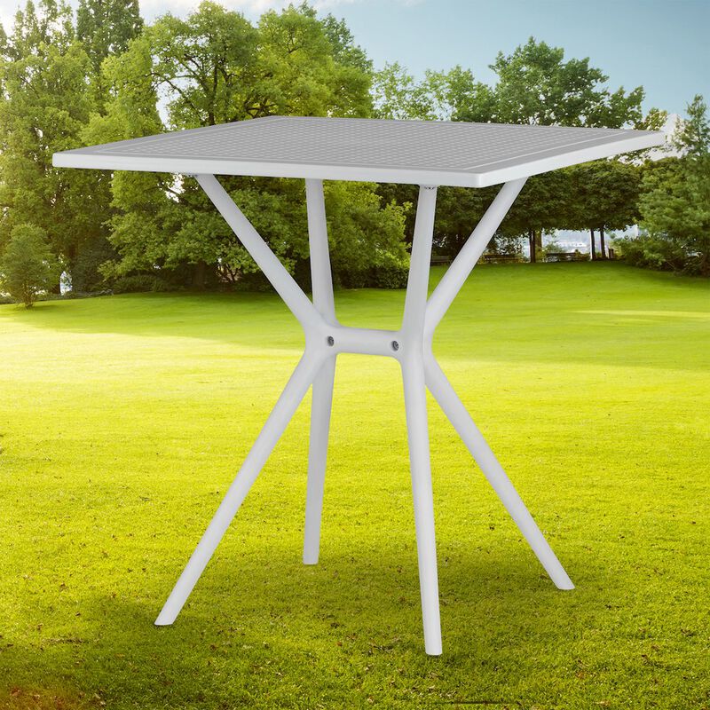 Glamour Home Basma White Plastic Square Dining Table