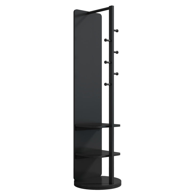 ELEMENT ACE 360&deg; Rotating Multifunctional Full Length Mirror with Hook Storage Rack Coat Rack Solid Wood Floor Mirror for Bedroom Living Room Cloakroom Space Saving image number 9