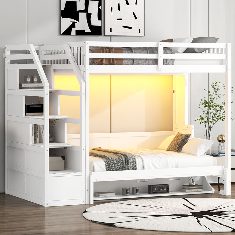 Merax Loft Bed with Storage Staircase