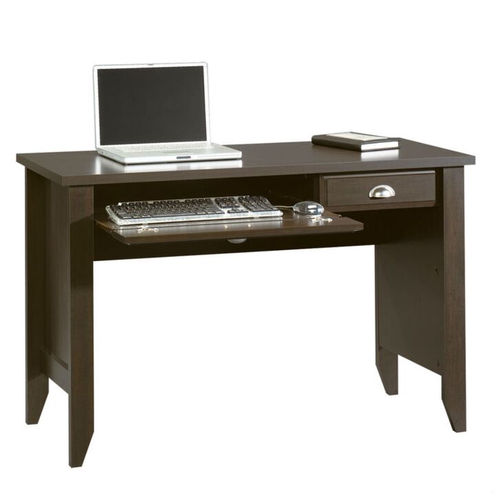 Hivvago Computer Desk with Keyboard Tray in Dark Brown Mocha Espresso Wood Finish