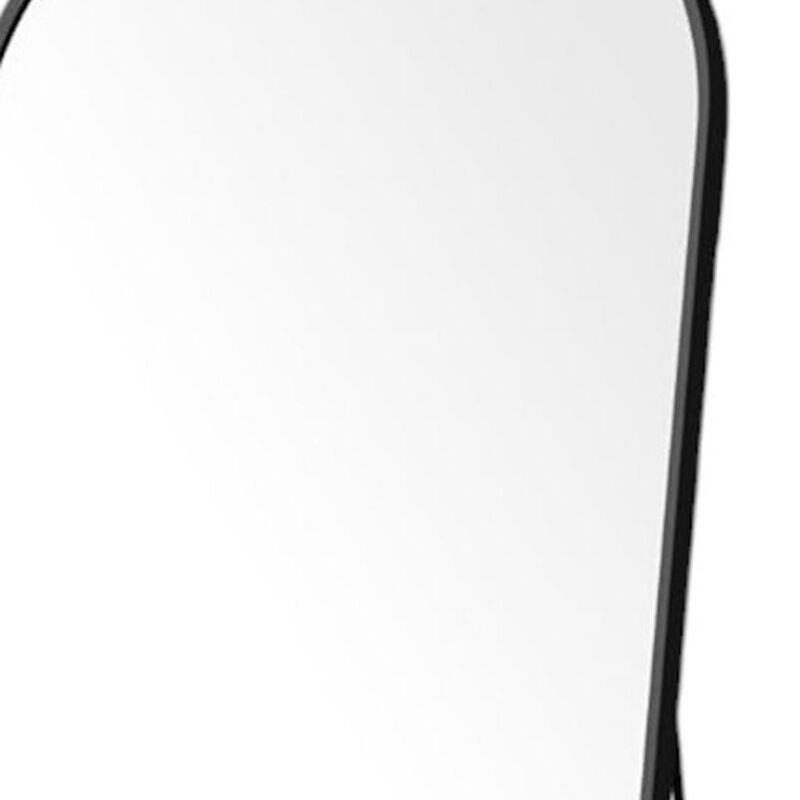 HomeRoots 70" Black Metal Arch Wall Mounted Leaning Or Freestanding Framed Full Length Mirror image number 3