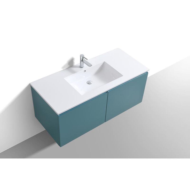 Kubebath Balli 48'' Single Sink Wall Mount Modern Bathroom Vanity in Teal Green Finish