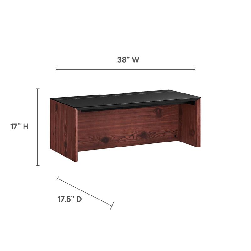 Modway EEI-6311-BLK-CHE Kinetic 38" Wall-Mount Office Desk with Cabinet and Shelf, Black Cherry image number 5