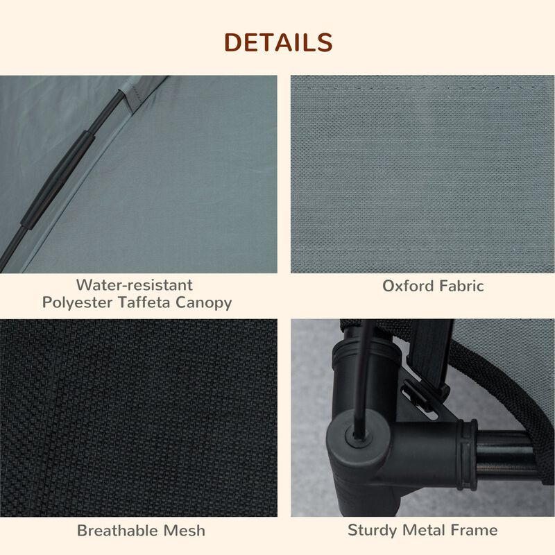 Petite Pup Retreat: 24" Grey/Black Elevated Dog Cot with UV Canopy