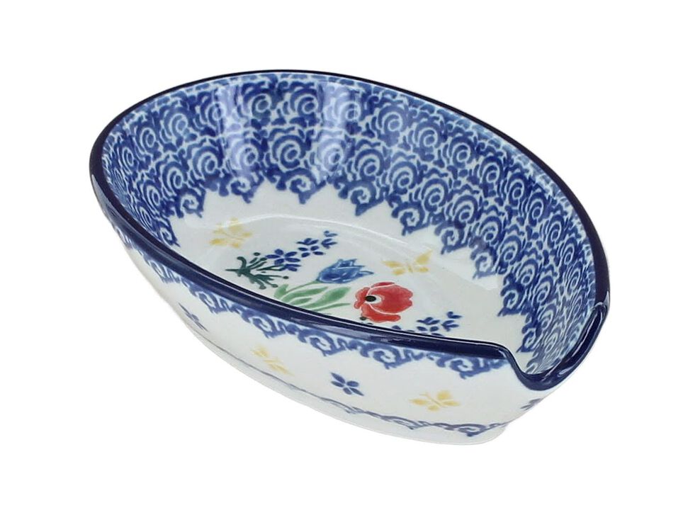 Blue Rose Polish Pottery Saffron Small Spoon Rest