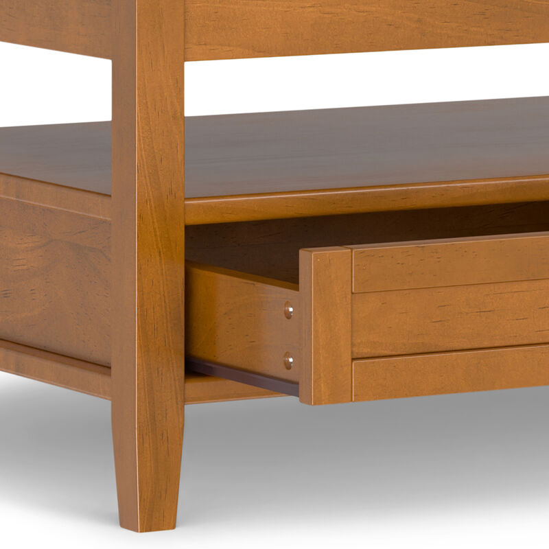 Warm Shaker SOLID WOOD 48 inch Wide Rectangle Transitional Lift Top Coffee Table in Light Golden Brown