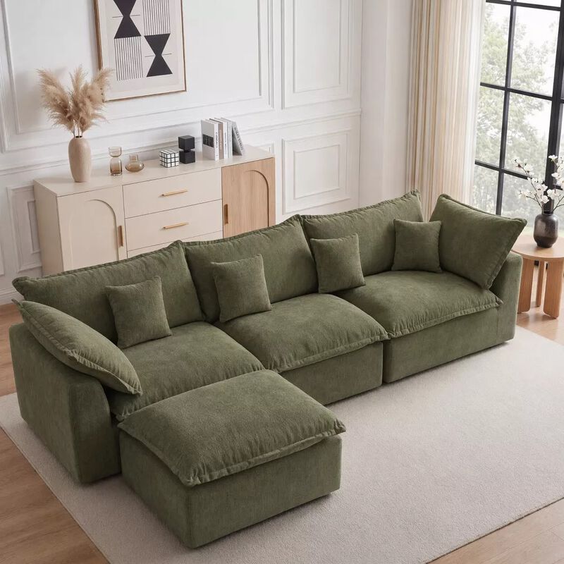 Vipbear 130 Inch Oversized Modular L Shaped Cloud Sectional Sofa with Movable Ottoman, Living Room image number 6