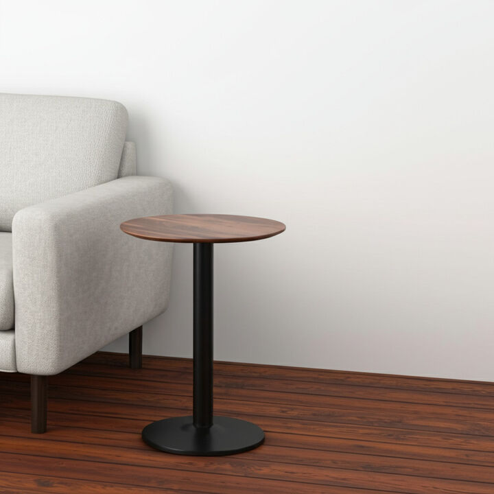 Hivvago 24 Inch  Black And Brown Round End Table