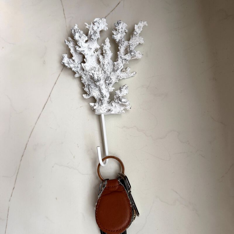 Decorative Coral Wall Hook White Silver 725 In Resin Metal Key Hook image number 5