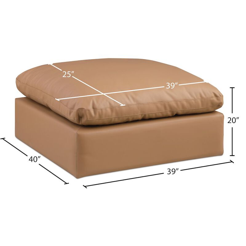 Meridian Furniture Comfy Cognac Vegan Leather Modular Ottoman