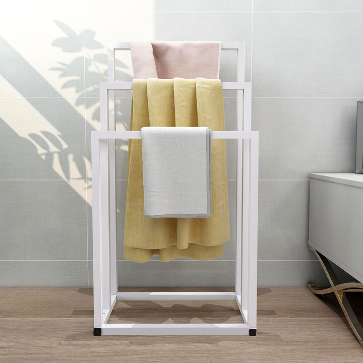 Hivvago 3 Tiers Free Standing Chrome Finished Metal Hand Towel Rack Bathroom Organizer