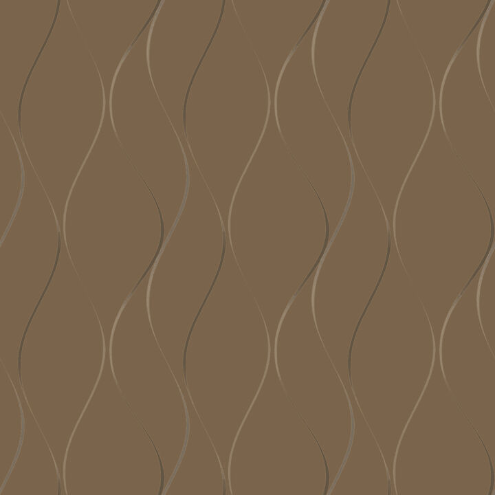 Wavy Stripe Tan Metallic Wallpaper