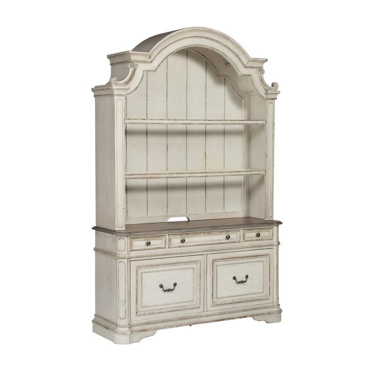 Liberty Furniture Magnolia Manor 3 Piece Desk & Hutch Set in Antique White
