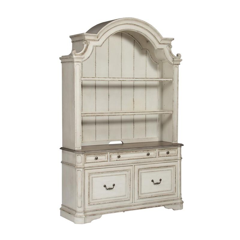 Liberty Furniture Magnolia Manor 3 Piece Desk & Hutch Set in Antique White image number 0