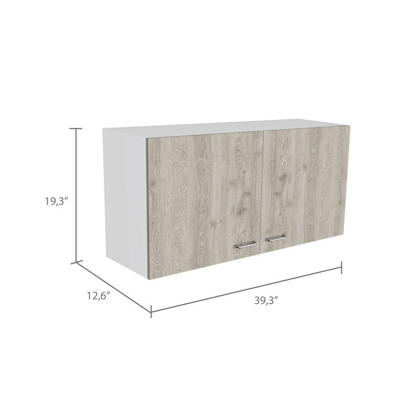 Streamdale Napoles Wall Cabinet, Two Shelves, Double Door - White Light Gray