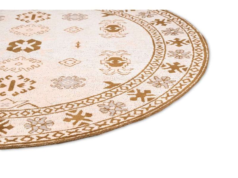 Mimi Peach and Beige Tribal Round Rug image number 3