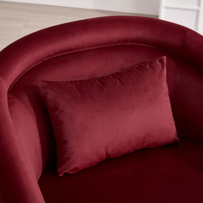 Envelor Luxury Boucle Velvet 360&deg; Swivel Barrel Accent Chair image number 3