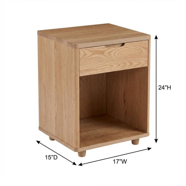 Starlight Canyon Home Oak Nightstand with Soft Close Drawer and Solid Wood Frame