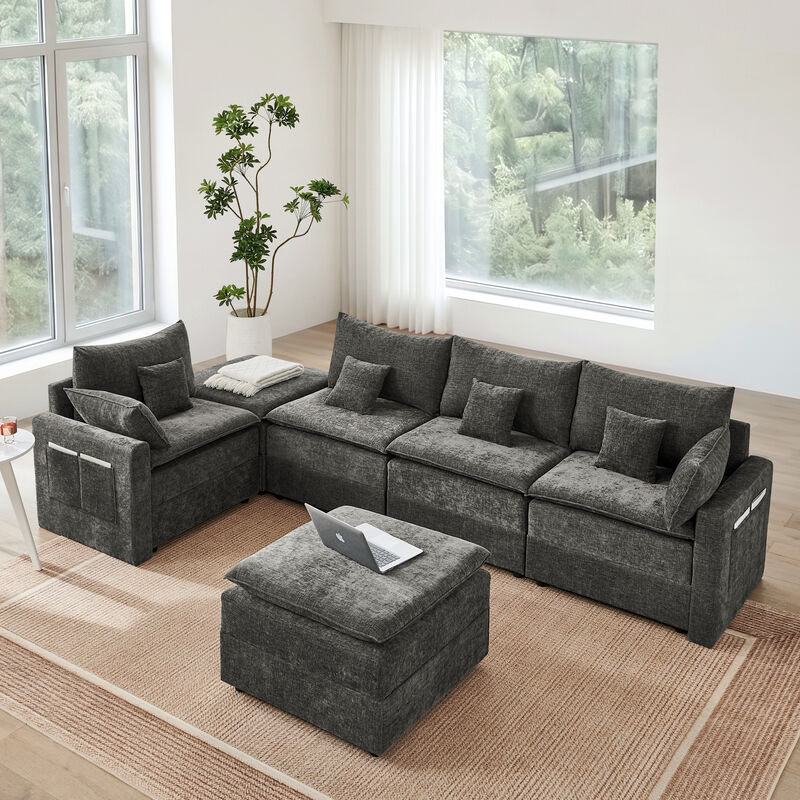 Glocep U Shaped Couch 132" Cloud Modular Sectional image number 4