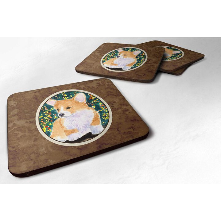 Caroline's Treasures SS8967FC Corgi Foam Coasters (Set of 4), 3.5 H x 3.5 W, Multicolor
